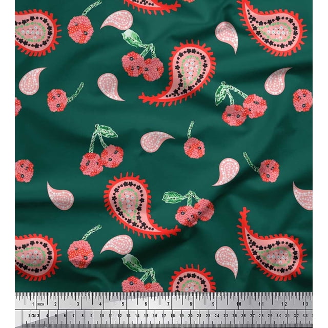 Soimoi Poly Georgette Fabric Floral & Paisley Print Fabric by The Yard 42 Inch Wide