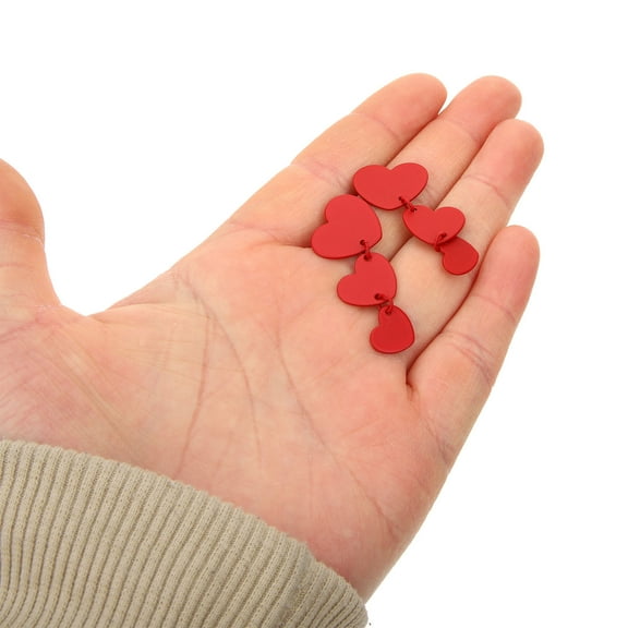 OUNONA 1 Pair Heart Hoops Earrings Jewelry Red for Women Birthday Party