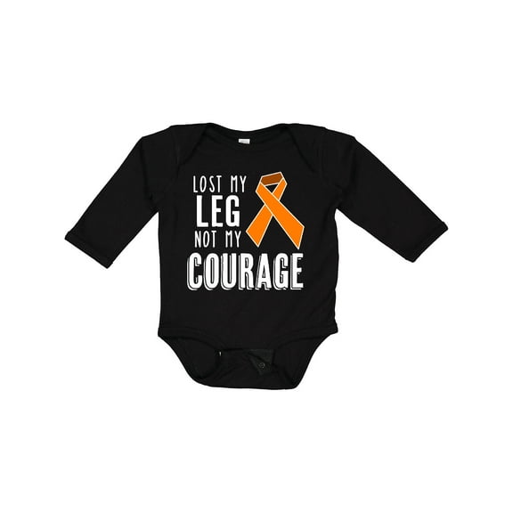 Inktastic Lost my Leg Not my Courage Limb Loss Awareness Orange Ribbon Boys or Girls Long Sleeve Baby Bodysuit