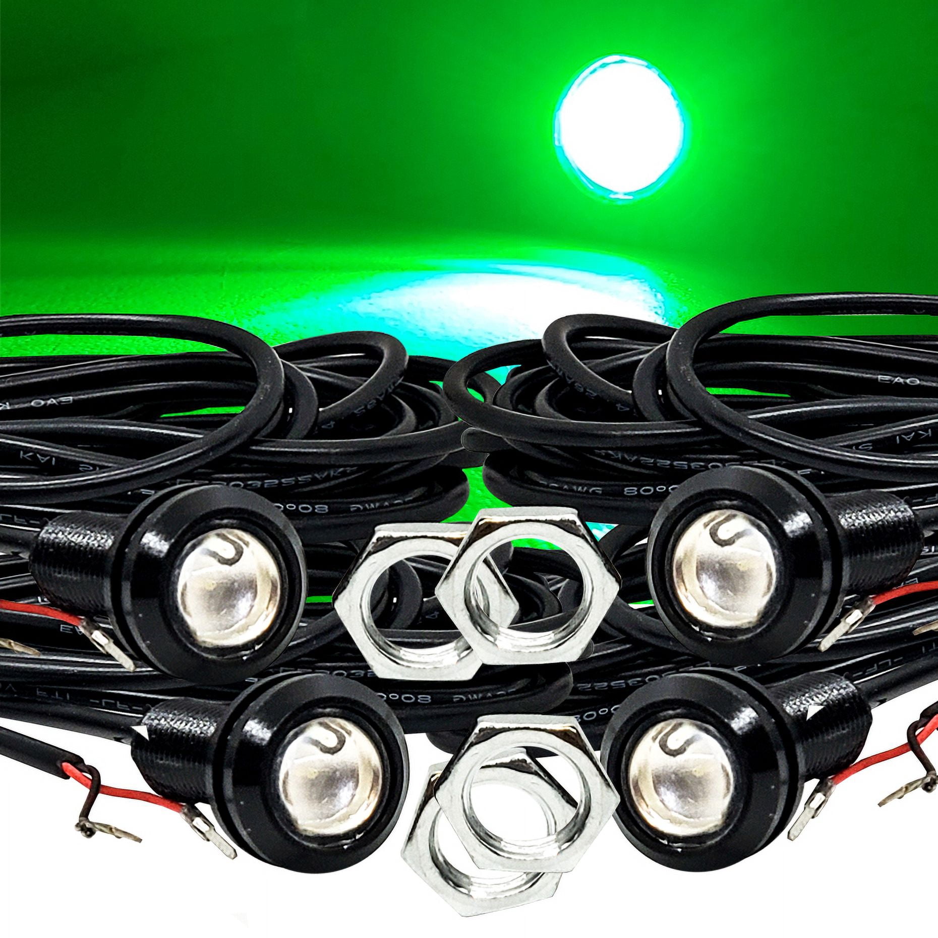 OZ-USA Green LED Rock Light Kit 5/8 Inch Bolt Beam with Plug & Play Power Bus Bar Wire Harness Compatible with Polaris Pulse Busbar RZR Pro Ranger Crew XP 2018-2023