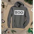 thumbnail image 3 of S4E Men's Distressed Boo Halloween Hoodie Sweatshirts Large Charcoal, 3 of 4