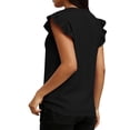 thumbnail image 4 of Pounoo Striped Tops for Women V Neck Short Sleeve Ruffle Cuff Blouses Beach Casual Lightweight Tunics Gift, 4 of 6