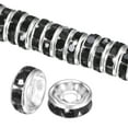 thumbnail image 1 of Paquete de 100 cuentas espaciadoras rondelle, 0.31 pulgadas/8mm cuentas sueltas de cristal de rhinestone checo [Negro], 1 of 6