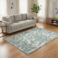 thumbnail image 2 of HomeRoots 669488 5 x 8 ft. Teal & Ivory Animal Print Washable Machine Made Rectangle Area Rug with UV Protection, 2 of 7