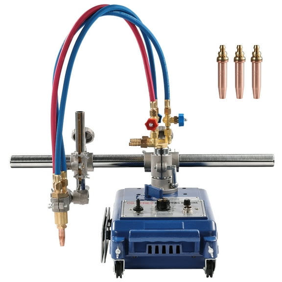KFFKFF Track Torch Burner, 2"-30"/Min Straight Line Gas Cutting Machine for 0.2"-4" Thick Pipe, with 12-inch Track & 3 Tips, Automatic Flame Cutting Machine, Pipe Beveler Tool, 110V CG1-30