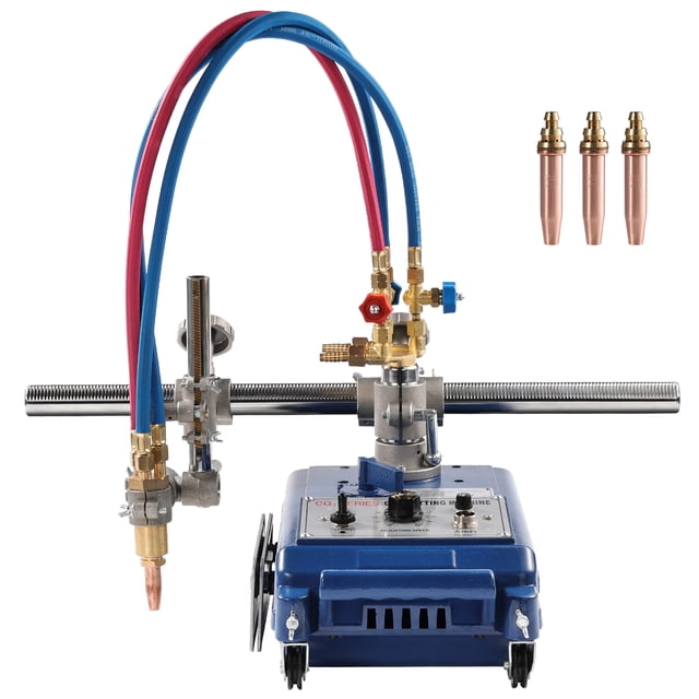 KFFKFF Track Torch Burner, 2"-30"/Min Straight Line Gas Cutting Machine for 0.2"-4" Thick Pipe, with 12-inch Track & 3 Tips, Automatic Flame Cutting Machine