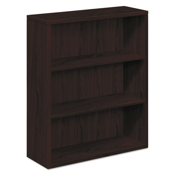 10500 Series 36 in. x 13.13 in. x 43.38 in. Three-Shelf Laminate Bookcase - Mahogany