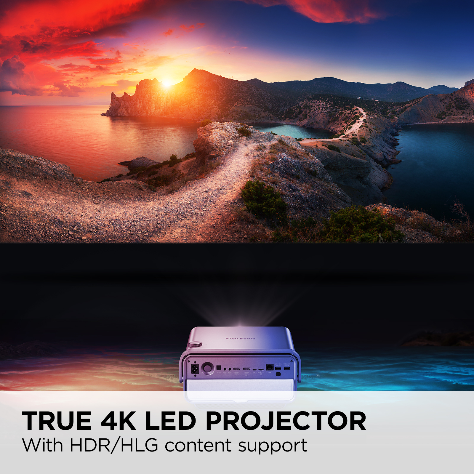 ViewSonic X11-4K True 4K UHD Short Throw LED Projector with H/V Keystone, Corner Adjustments, WiFi, USB C Connectivity, Cinematic SuperColor for Smart Home Theater - image 2 of 8