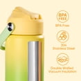 thumbnail image 6 of Daluvenix Kids Water Bottle with Straw Lid 12oz，Leakproof toddler Water Bottle for School, Insulated Stainless Steel Water Bottles for Kids BPA Free, Yellow+Gradient Yellow(2 pack), 6 of 9