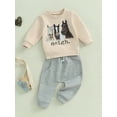 thumbnail image 5 of Elippeo Toddler Boys Fall Outfits Letter Horse Head Print Long Sleeve Sweatshirts and Long Pants 2Pcs Clothes Set 6 12 18 24 Months 3 4 5 Years, 5 of 9
