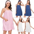 thumbnail image 2 of Albornoz de verano para el hogar, toalla de baño absorbente sencilla, pijama cómodo para mujer, 2 of 6