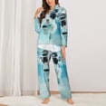 thumbnail image 2 of Yiaed Swimming Cat Goggles Print Pajamas Women's Long Sleeve Sleepwear Soft Button Down Loungewear Pjs Lounge Set Nightwear Womens Pajama Pants-Medium, 2 of 7