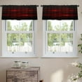 thumbnail image 2 of LALILO Kitchen Curtain Valance Red Transparent Black Red Rod Pocket Window Curtain 52"x 18" Set of 2, 2 of 5