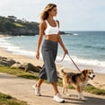 thumbnail image 5 of Gaucho Capri Pants for Women Low Rise Wide Leg Cropped Yoga Casual Trousers Fold Over Waist Flowy Summer Beach Pants Dark Gray S, 5 of 7