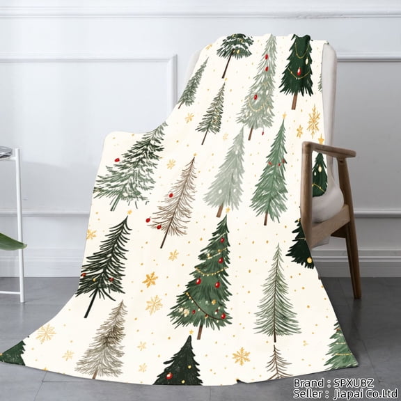 SPXUBZ Christmas Tree Pattern Flannel Throw Blanket for Winter Christmas Gift Home Sofa Bed Decoration 50x40 inch