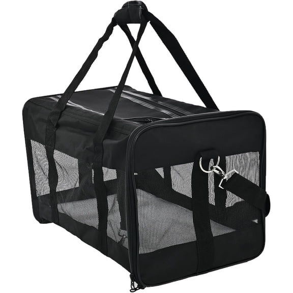 Large Soft-Sided Pet Travel Carrier for Dogs and Cats up to 22 Lbs, Airline Approved Bag with Top Opening, Breathable Mesh, and Removable Washable Fleece Pad, 19.7Lx12Wx12H in., Black