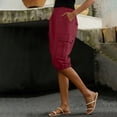 thumbnail image 5 of Stamzod Womens Cargo Capri Pants Loose Casual Elastic Waist Cropped Pants Plus Size Fashion Summer Capris Wine M, 5 of 7