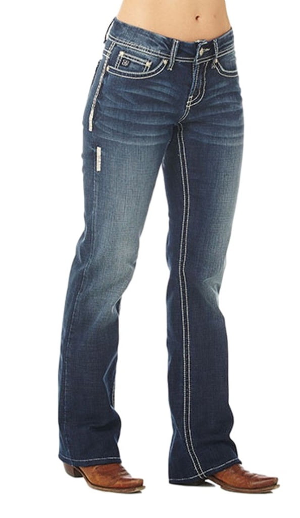 Cowgirl Up Denim Jeans Womens Bootcut Med Dark Stonewash CGJ30605