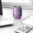 thumbnail image 3 of Leopard Print 12oz Stainless Steel Insulated Wine Tumbler with Lid and Straw – Double Wall Vacuum Mug for Hot & Cold Drinks, 304 Steel Interior, Sweat-Free Design, 3 of 5