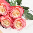 thumbnail image 3 of Flower 5pcs Artificial Flower Rose Bright Color Long Lasting Attractive Decorative Fake Silk Flower Decoration, 3 of 5