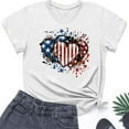 thumbnail image 5 of 4Th of July Patriotic T-Shirt for Womens Round Neck Tee Short Sleeve Tops Flag Printed T Shirts Pullover Sweater Blouses Slim Fitted Tunics Tops USA Flag Star Independence Day Blouses, 5 of 5