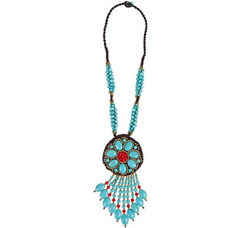 Chain Turquoise Necklace GOODSMANN Bohemian Style Jewelry Necklace, Vintage Flower Jewelry Sweater Chain Necklace, Hand-made Natural Turquoise Necklace,Bohemian Style 9918-0011-37 ()