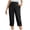 Black, variant on ZQUUVOU Womens Capris Pants Cotton Linen Casual Color Elastic Loose Pants Straight Wide Leg Trousers With Pocket Black