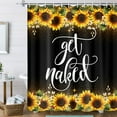 thumbnail image 2 of Funny Get Naked Sunflower Shower Curtain, Farmhouse Yellow Rustic Sunflower Floral Funny Quote Get Naked Shower Curtain for Bathroom, Country Flower Plant Bathroom Curtain 70X70IN Black White, 2 of 6