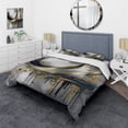 thumbnail image 1 of Designart "Abstract Marble Shapes and Lines V" Abstract Marble Bedding Covert Set - Modern Gold Abstract Bed Set With 2 Shams, 1 of 6