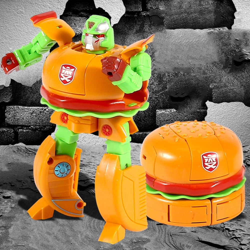 Kids Transformable Hamburger Cake Food Figure Robot Deforming Toy Favors Pretty 