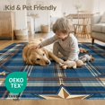 thumbnail image 4 of ODIKA 4'x6' Washable Area Rug Non-Slip, Chair-Friendly, Flatwoven Vintage Plaid Frame Round Runway Themed Trailer Hooks Cowboy Refined Structured for Home Office, Under Desk, 4 of 7