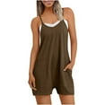 thumbnail image 2 of Tnhcen Women's Sleeveless Romper Shorts Cotton-Like Stretch Summer Jumpsuit with Pockets Casual Loose Fit Outfit S-2XL Multiple Colors Available, 2 of 6