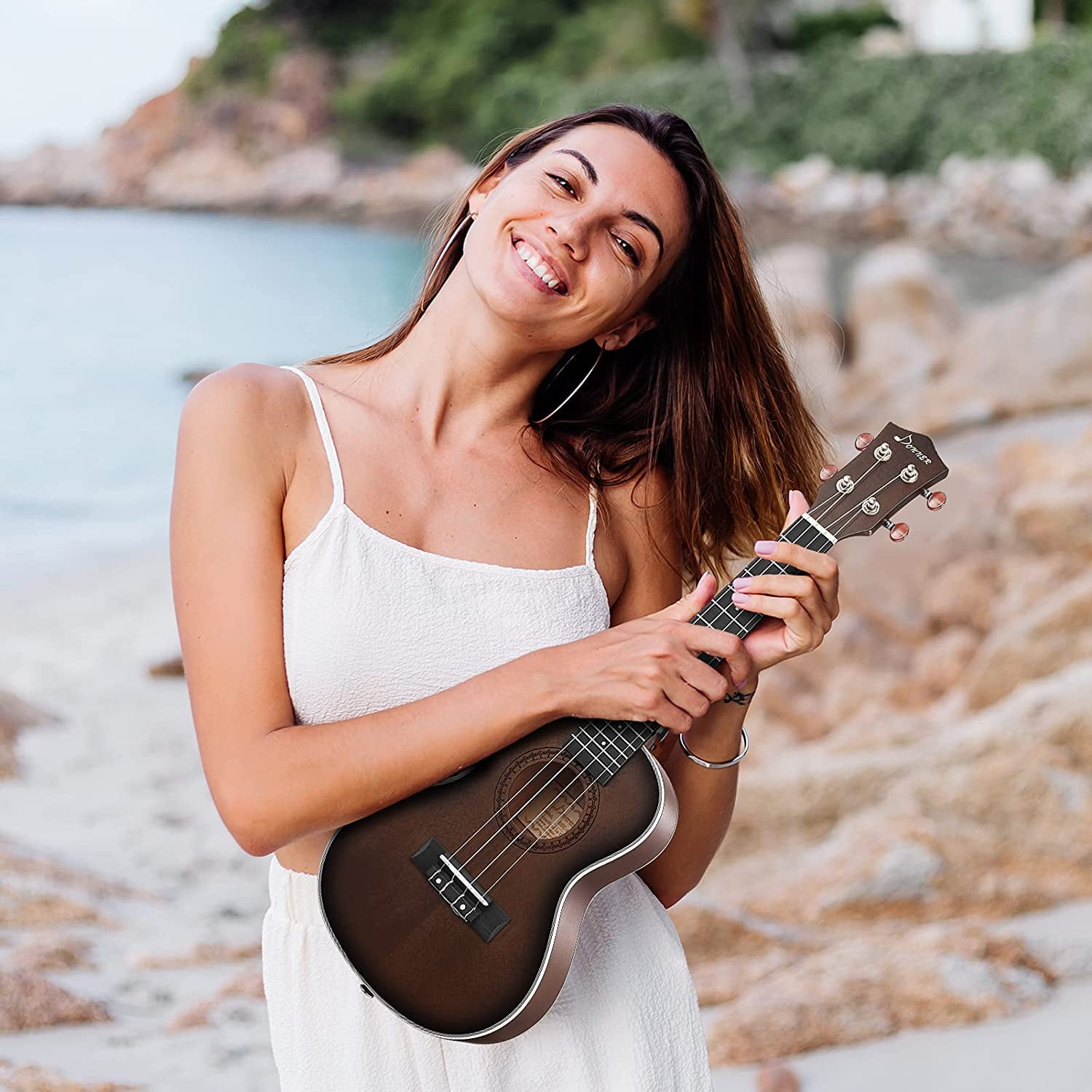 Donner Concert Ukulele Professional 23 Inch Mahogany Ukulele for Adult Beginner Kid Ukele Bundle with Online Lesson Gig Bag Aquila String Pick Tuner Strap Cloth