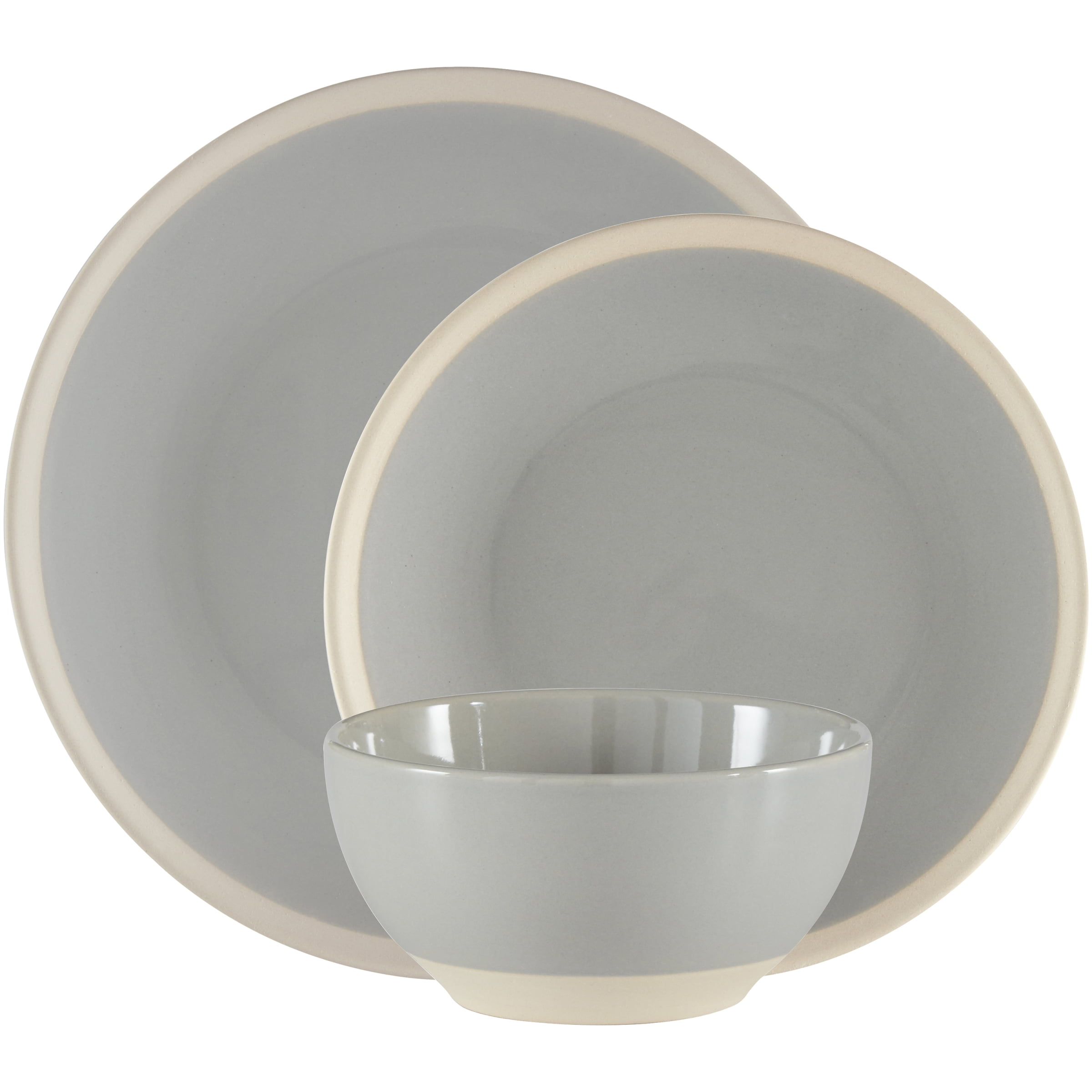 Mainstays Exposed Clay 12Piece Round Stoneware Dinnerware Set, Grey