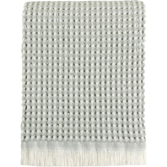 CREVENT Farmhouse Boho Knitted Throw Blanket for Couch Sofa Chair Bed Home Decoration, Soft Warm Cozy Light Weight for Spring Summer Fall (50''X60'' Waffle Green)
