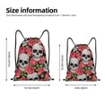 thumbnail image 2 of Xecao Skull and Roses Pattern Sports Drawstring Backpack - String Swim Gym Bag with Wet Proof Pocket for Women&Men-Medium, 2 of 6
