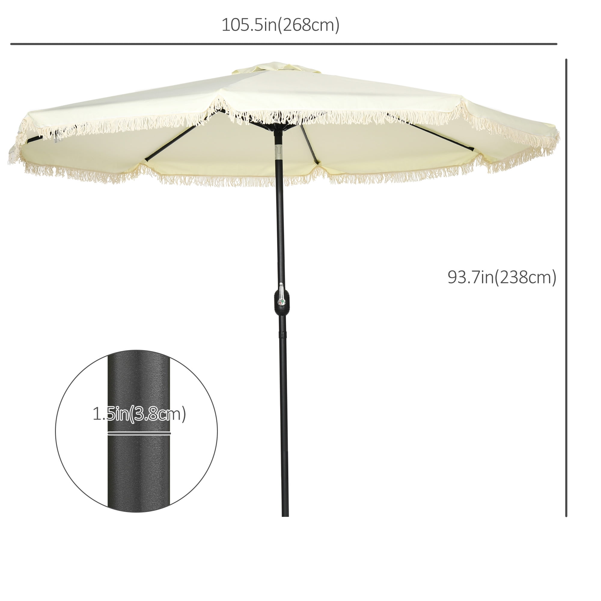 Outsunny 9ft Patio Umbrella with Tilt, Ruffled Outdoor Umbrella, Cream