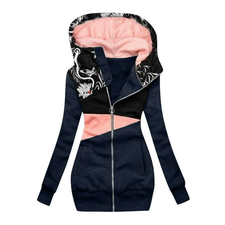 

Juebong Women s Outwear Sweatshirt Stretch Athletic Stitching Drawstring Winter Coats Hooded Jackets Slim Lightweight Jacket Coat Outwear Navy M