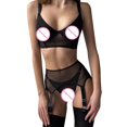 thumbnail image 4 of Gibobby Sujetador De Encaje Para Mujer Ropa Interior Mujer Lenceria Sexy de Encaje Sexy Pijama para Mujer Ropa Interior(Negro, XG), 4 of 5