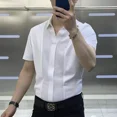 thumbnail image 3 of Camisas para hombre Camisa negra de manga corta para hombre de negocios Hipster Novedades en moda Hombre 2024 Trendyol Elegante I Asia Tops Estética Venta, 3 of 5