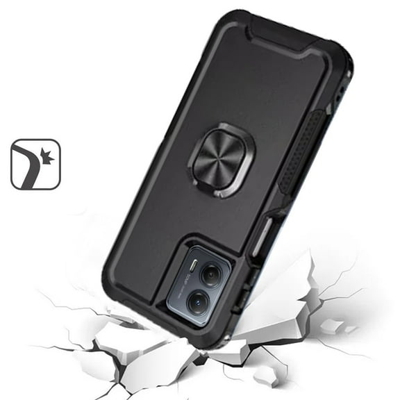 For Motorola Moto G 5G 2023 Heavy Duty Magnetic Ring Stand Hybrid Shockproof Military-Grade Drop Protection Cover ,Xpm Phone Case [ Black ]