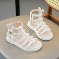 thumbnail image 2 of JUMESG Kids Sandals Girls Toddler Girls Summer Side Zipper Open Toe Strappy Gladiator Sandals (Toddler/Little Kid) (White,Little Kids 13), 2 of 5