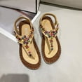 thumbnail image 5 of Kmdttou Shoes for Women Sandals Flat Bohemian Sandals Summer Casual Shoes With Round Toe Flat Beach Sandals on Clearance(Size:36-43), 5 of 7