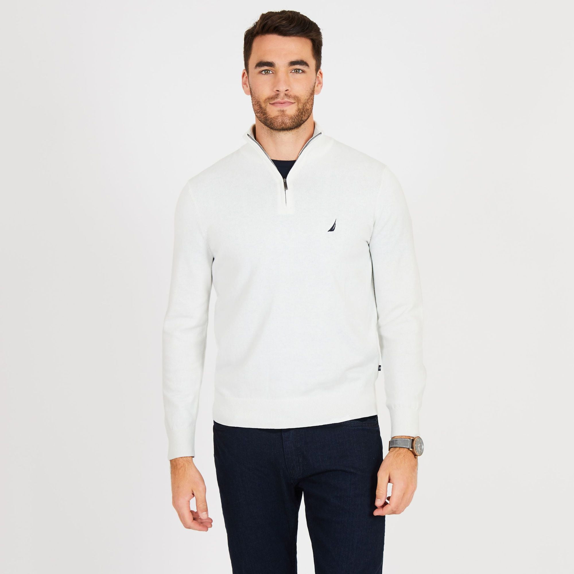 NAUTICA Mens White Collared Sweater XL 