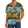 thumbnail image 3 of Easygdp Different Construction Site Vehicles Men's Casual Short-sleeved Shirt with Pocket and Button Suitable for Beach Vacation Leisure - 3X-Large, 3 of 7