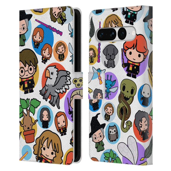 Head Case Designs Officially Licensed Harry Potter Deathly Hallows XXVIII Pattern Leather Book Wallet Case Cover Compatible with Google Pixel 7 Pro