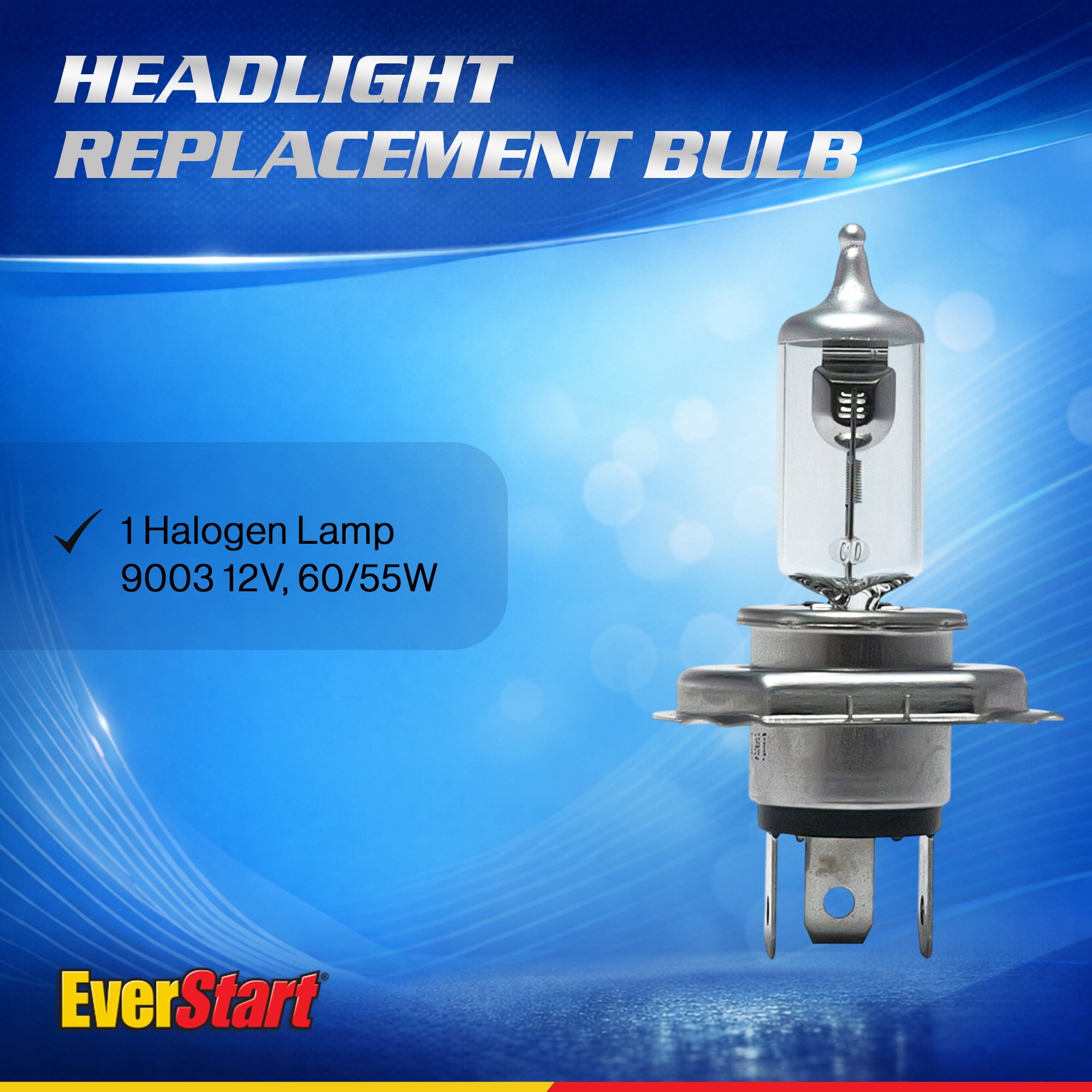 EverStart 9003 Halogen Headlight Bulb, 1 pack, Compatible with Multiple Cars