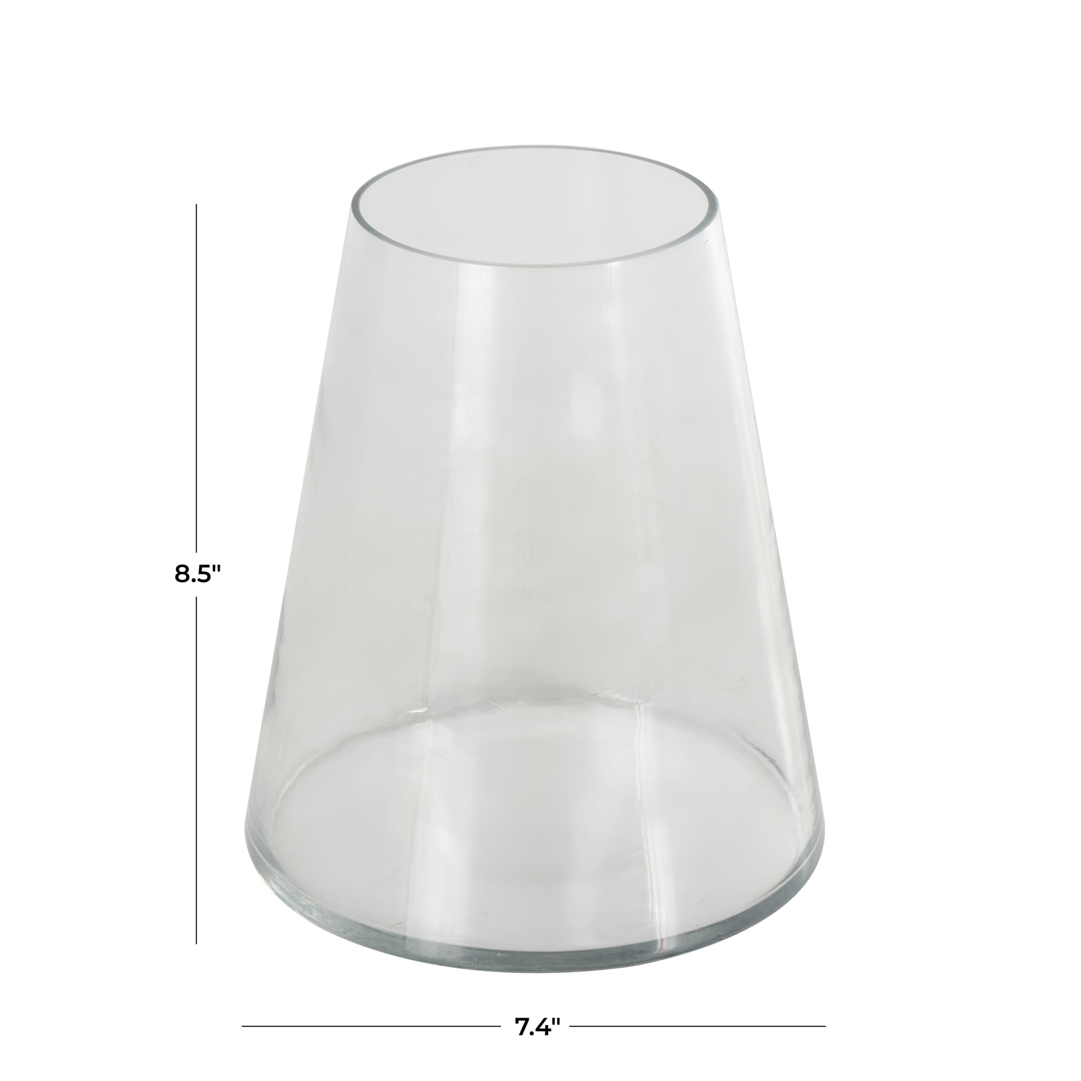 DecMode 9" Wide Cone Shaped Glass Vase