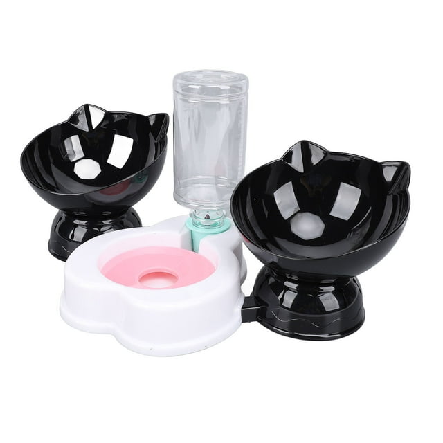 Cat Food and Water Bowl Set, Anti Tip Feeding Bowl, Large Diameter Automatic Water Dispenser Set for Cat Hydration, with Transparent Water Bottle for Home Pet Shop