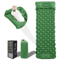 Sleeping Pad for Camping - Inflatable Camping Mat, Ultralight Airpad, Built-in Foot Pump Backpacking Sleeping Pad,Compact Sleeping Mat for Camping、Hiking、Traveling (Army Green)